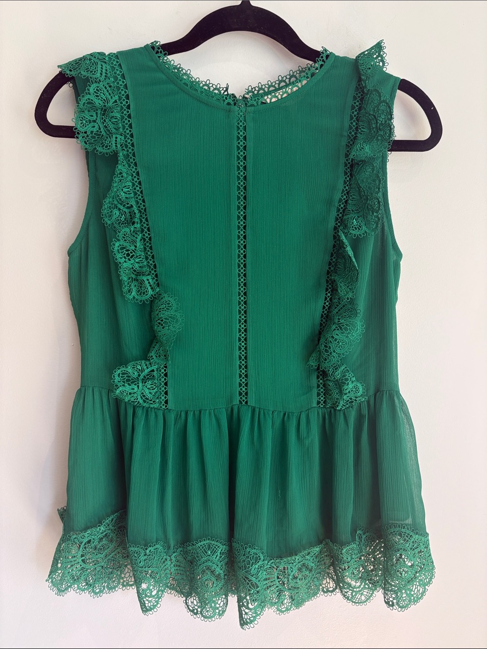 Ted Baker London Emerald Green Lace-Trim Sleeveless Tunic